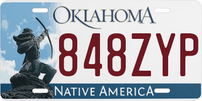 OK license plate 848ZYP