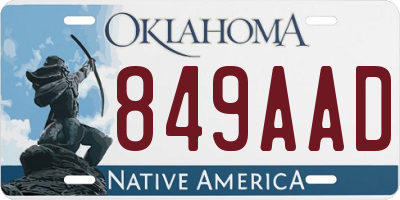 OK license plate 849AAD