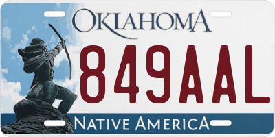 OK license plate 849AAL