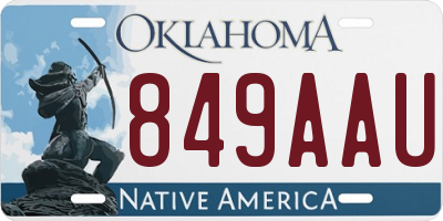 OK license plate 849AAU