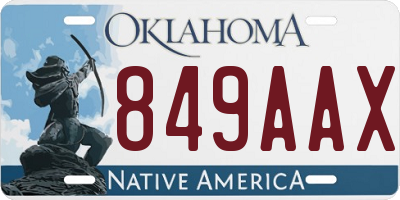 OK license plate 849AAX