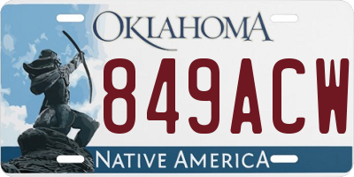 OK license plate 849ACW