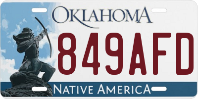 OK license plate 849AFD