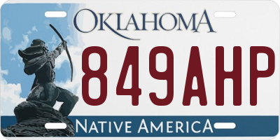 OK license plate 849AHP