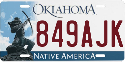 OK license plate 849AJK