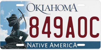 OK license plate 849AOC