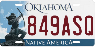 OK license plate 849ASQ