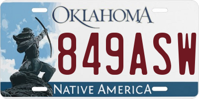 OK license plate 849ASW