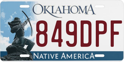 OK license plate 849DPF