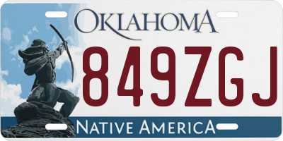 OK license plate 849ZGJ