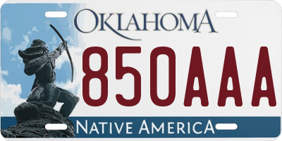 OK license plate 850AAA