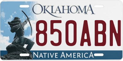 OK license plate 850ABN