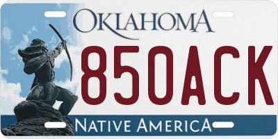 OK license plate 850ACK