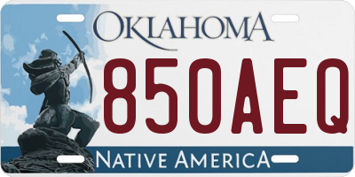 OK license plate 850AEQ