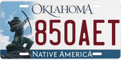 OK license plate 850AET