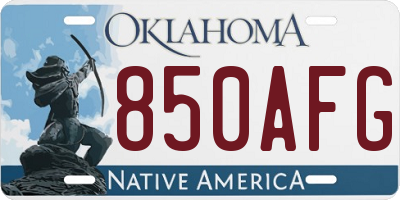 OK license plate 850AFG