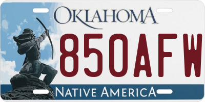 OK license plate 850AFW