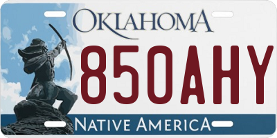 OK license plate 850AHY