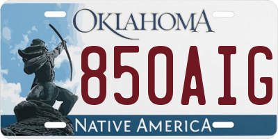 OK license plate 850AIG