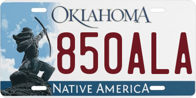 OK license plate 850ALA