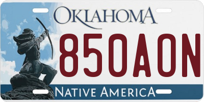 OK license plate 850AON