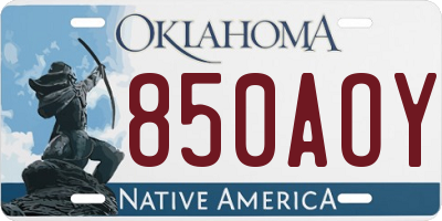 OK license plate 850AOY