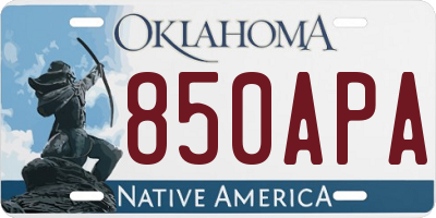 OK license plate 850APA