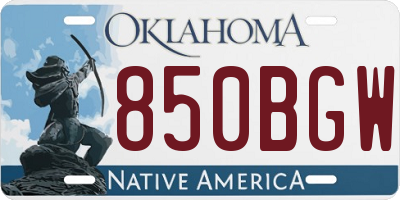 OK license plate 850BGW
