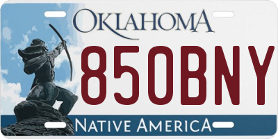 OK license plate 850BNY