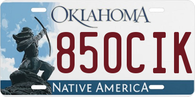 OK license plate 850CIK