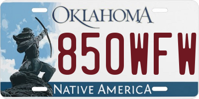 OK license plate 850WFW