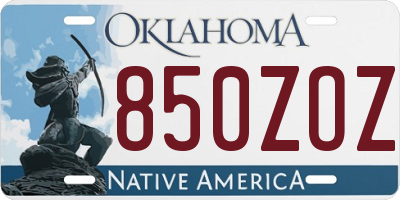 OK license plate 850ZOZ