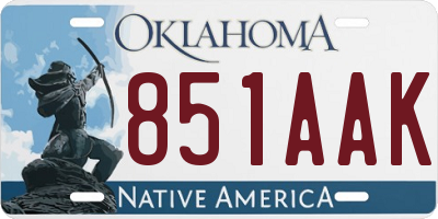 OK license plate 851AAK