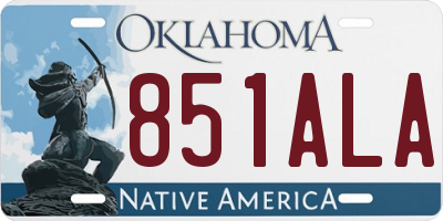 OK license plate 851ALA