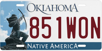 OK license plate 851WON