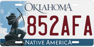 OK license plate 852AFA