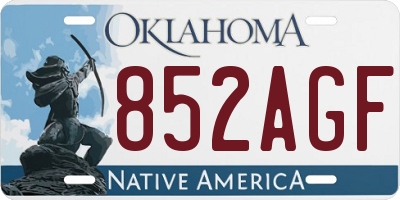 OK license plate 852AGF