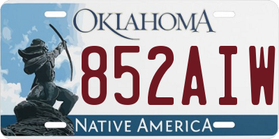 OK license plate 852AIW