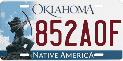OK license plate 852AOF