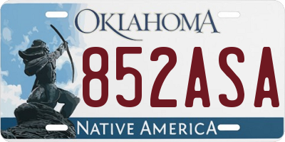 OK license plate 852ASA