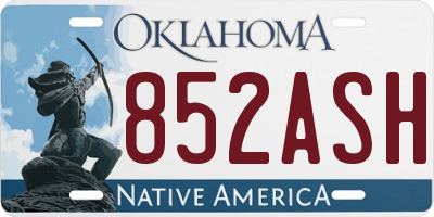 OK license plate 852ASH