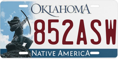 OK license plate 852ASW