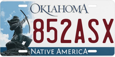OK license plate 852ASX