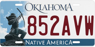 OK license plate 852AVW
