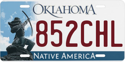 OK license plate 852CHL