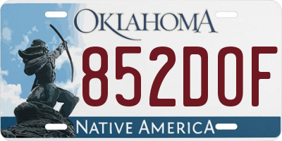 OK license plate 852DOF