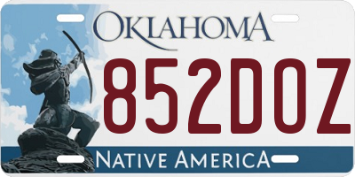 OK license plate 852DOZ