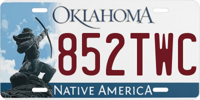 OK license plate 852TWC