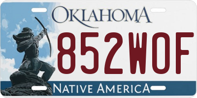 OK license plate 852WOF