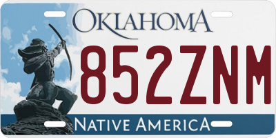 OK license plate 852ZNM